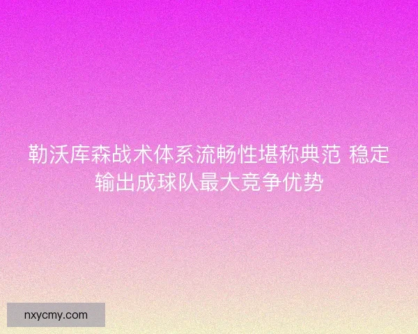 勒沃库森战术体系流畅性堪称典范 稳定输出成球队最大竞争优势